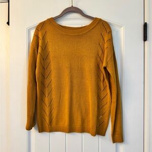 Lulus Pointelle Me More Mustard Yellow Knit Sweater